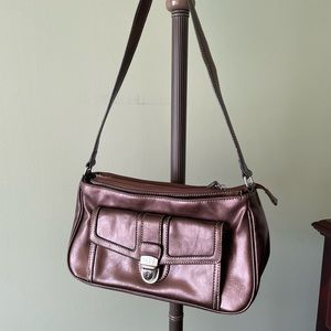 Metallic brown handbag for women